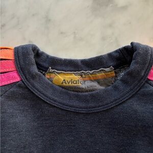Aviator Nation, cropped, long sleeve with neon stripes on sleeves, women’s XS.